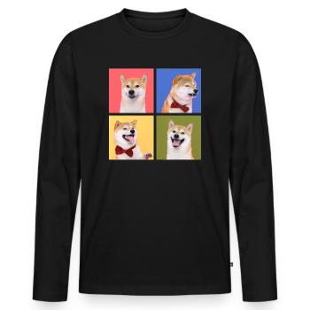 Pop Art Shiba Inu Aesthetische Art Fotografie - Männer Premium Bio Langarmshirt - Schwarz - Vorne - Nico (187cm)