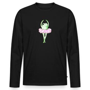 Aesthetic Frog Ballerina Retro Frog Drawing - Men's Premium Organic Long Sleeve Shirt - black - Front - Nico (187cm)