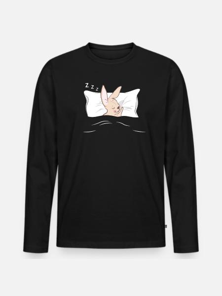 Schlafshirt Pyjama Schlafanzug Nachthemd Hase - Männer Premium Bio Langarmshirt - Schwarz