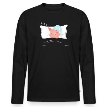 Pyjama pyjama porc - T-shirt manches longues Premium bio Homme - noir - Devant - Nico (187cm)