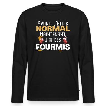 Fourmis fourmi fourmiculture métier humour - T-shirt manches longues Premium bio Homme - noir - Devant - Nico (187cm)