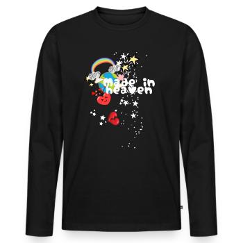 Arc-en-ciel, Terre, Étoiles, Espace, Ciel - T-shirt manches longues Premium bio Homme - noir - Devant - Nico (187cm)