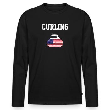Curling American flag, curling - Men's Premium Organic Long Sleeve Shirt - black - Front - Nico (187cm)