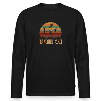 Hanging Out, Luft seiden Trapez - Männer Premium Bio Langarmshirt - Schwarz - Vorne - Nico (187cm)