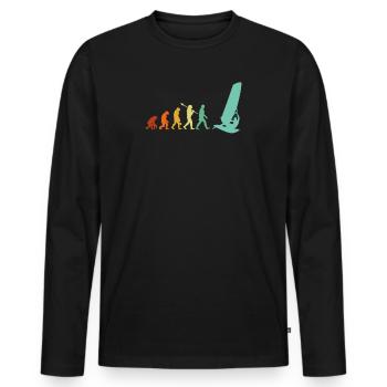Windsurfen Evolution, Windsurfen - Männer Premium Bio Langarmshirt - Schwarz - Vorne - Nico (187cm)