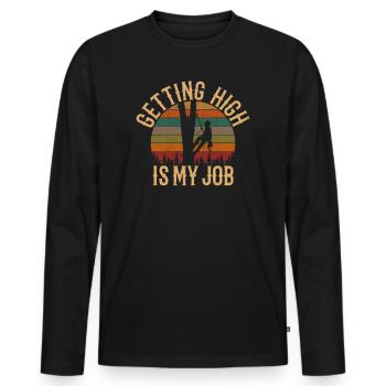 Immer hoch ist mein Job, Arborist - Männer Premium Bio Langarmshirt - Schwarz - Vorne - Nico (187cm)