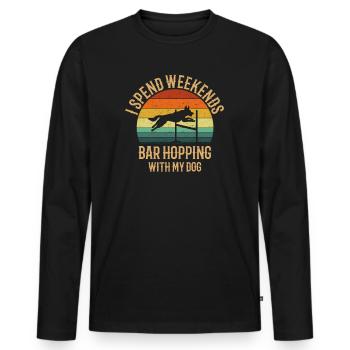 Je passe week-end bar sautillant, chien d’agilité - T-shirt manches longues Premium bio Homme - noir - Devant - Nico (187cm)