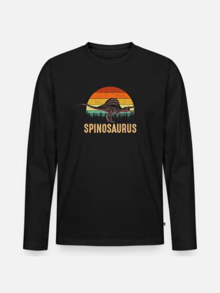 Spinosaurus retro, Spinosaurus - Mannen Premium Bio shirt met lange mouwen - zwart