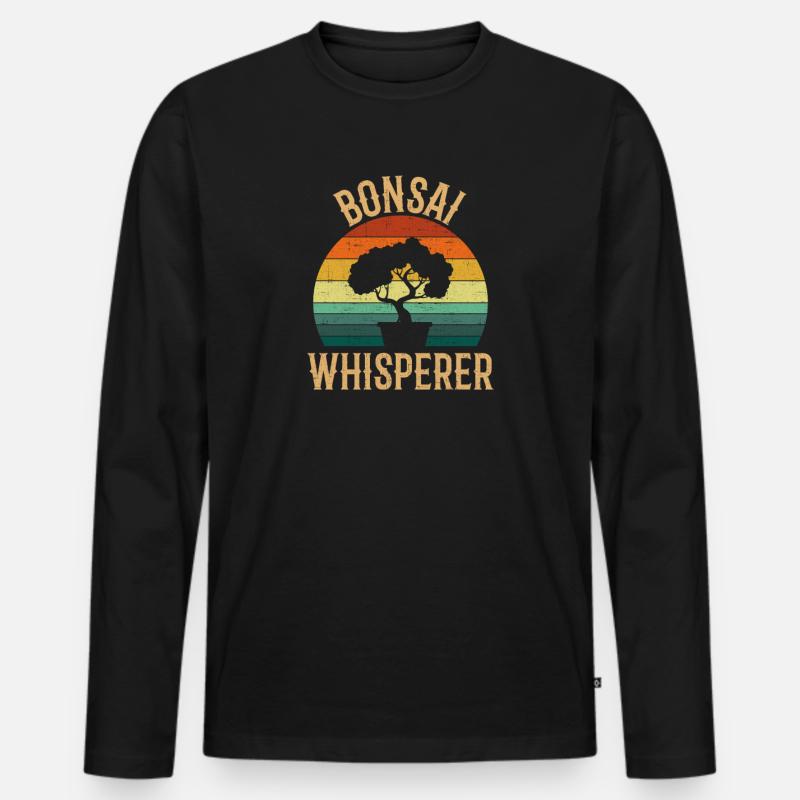 Bonsai-Flüsterer, Bonsai - Männer Premium Bio Langarmshirt - Schwarz