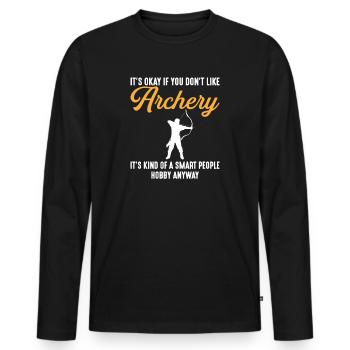 Bogenschießen smart e,, Bogenschießen - Männer Premium Bio Langarmshirt - Schwarz - Vorne - Nico (187cm)
