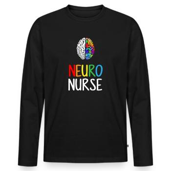 Neuro Nurse, neurology brain neuroscience - Men's Premium Organic Long Sleeve Shirt - black - Front - Nico (187cm)