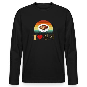 J’adore le kimchi, la nourriture coréenne - T-shirt manches longues Premium bio Homme - noir - Devant - Nico (187cm)