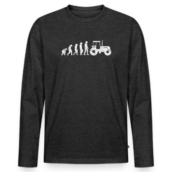 Agriculteur Trecker agriculteurs tracteur Evolution rétro - T-shirt manches longues Premium bio Homme - anthracite chiné - Devant - Nico (187cm)