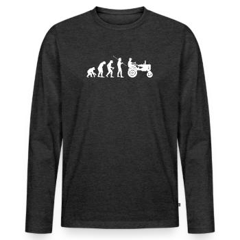Agriculteur Trecker agriculteurs tracteur Evolution rétro - T-shirt manches longues Premium bio Homme - anthracite chiné - Devant - Nico (187cm)