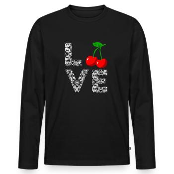 Cherry Cherry Heartbeat Fruit Cherries - Men's Premium Organic Long Sleeve Shirt - black - Front - Nico (187cm)