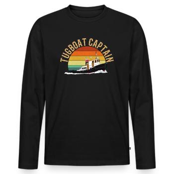 tugboat captain boating tugboat - Men's Premium Organic Long Sleeve Shirt - black - Front - Nico (187cm)