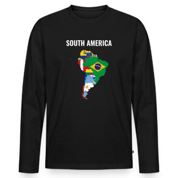 south america map, south america apparel - Men's Premium Organic Long Sleeve Shirt - black - Front - Nico (187cm)