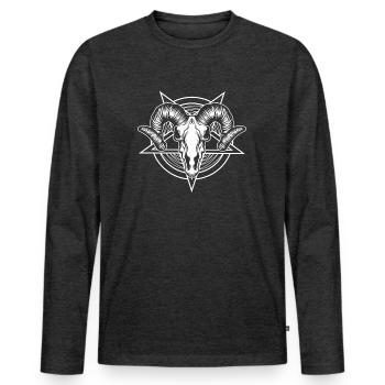 Occult Gothic Grunge Satan 666 Dark Art - T-shirt manches longues Premium bio Homme - anthracite chiné - Devant - Nico (187cm)