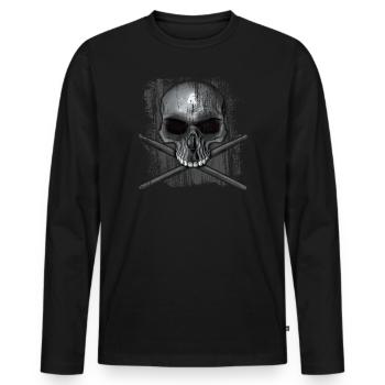 Batteur Skull - T-shirt manches longues Premium bio Homme - noir - Devant - Nico (187cm)