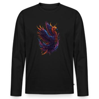Mythischer Phönixvogel mit Flammen - Männer Premium Bio Langarmshirt - Schwarz - Vorne - Nico (187cm)