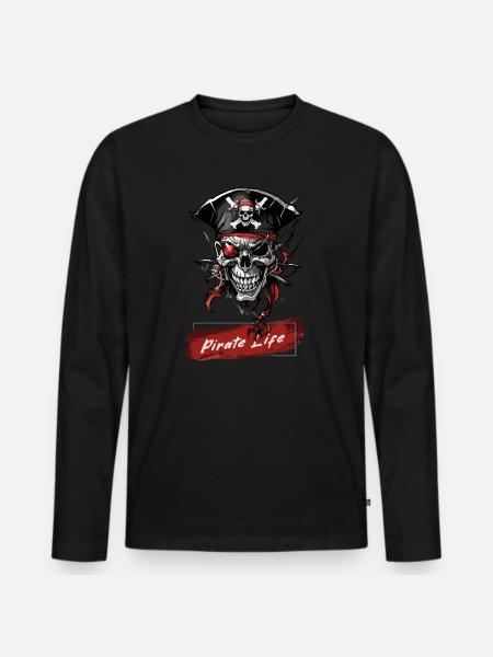 Życie piratów - Ekologiczna męska koszulka z długim rękawem Premium - czarny