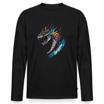 Majestic Griffin - Guardian of the Skies - Men's Premium Organic Long Sleeve Shirt - black - Front - Nico (187cm)