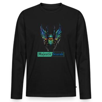 Majestic Scarab - Symbol of Power and Protection - Men's Premium Organic Long Sleeve Shirt - black - Front - Nico (187cm)