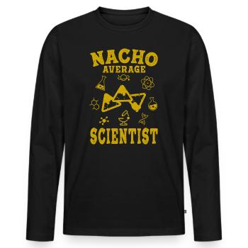 Wissenschaftler lustig Wissenschaft Wissenschaft Nacho Durchschnitt - Männer Premium Bio Langarmshirt - Schwarz - Vorne - Nico (187cm)