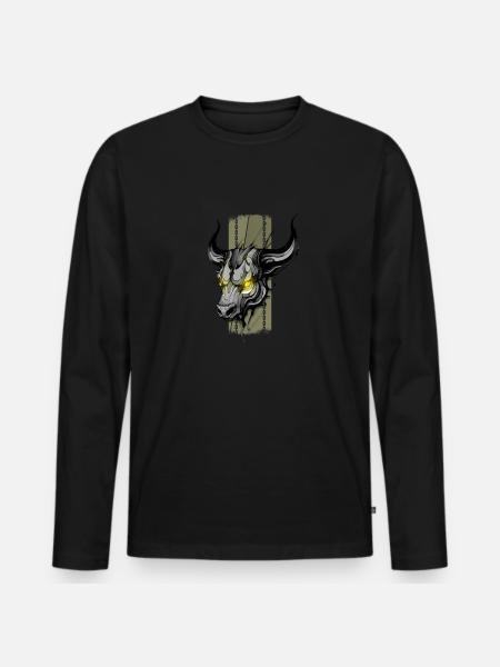 Regal Horns: Majestic Bull - Men's Premium Organic Long Sleeve Shirt - black