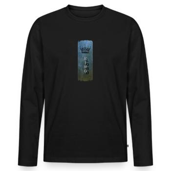 Le Roi et son Ombre - Design avec Couronne - T-shirt manches longues Premium bio Homme - noir - Devant - Nico (187cm)