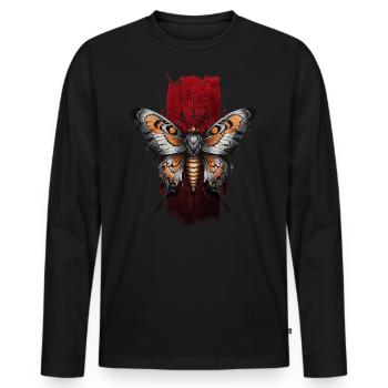 Eleganter Nachtfalter mit orangefarbenen Flügeln - Männer Premium Bio Langarmshirt - Schwarz - Vorne - Nico (187cm)