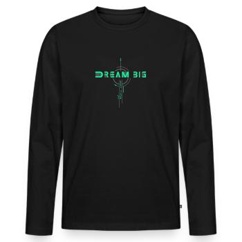 Rêver grand, viser plus haut : aspirer à la grandeur - T-shirt manches longues Premium bio Homme - noir - Devant - Nico (187cm)