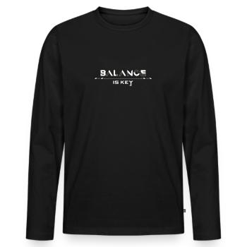 Balance is Key - Men's Premium Organic Long Sleeve Shirt - black - Front - Nico (187cm)