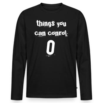 Null Kontrolle - Männer Premium Bio Langarmshirt - Schwarz - Vorne - Nico (187cm)