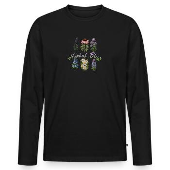 Herbal Bliss Botanical Collection - Men's Premium Organic Long Sleeve Shirt - black - Front - Nico (187cm)
