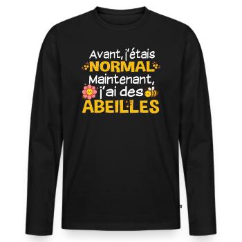 Abeille à miel. Abeilles. Apiculture apiculteur. - T-shirt manches longues Premium bio Homme - noir - Devant - Nico (187cm)