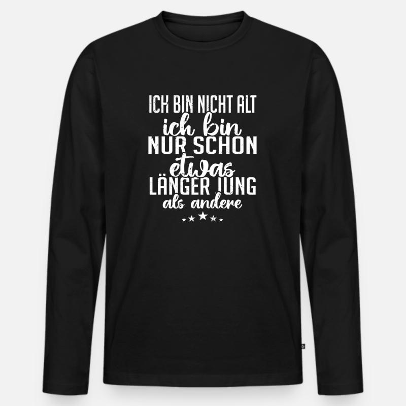 Ich bin nicht alt - Männer Premium Bio Langarmshirt - Schwarz