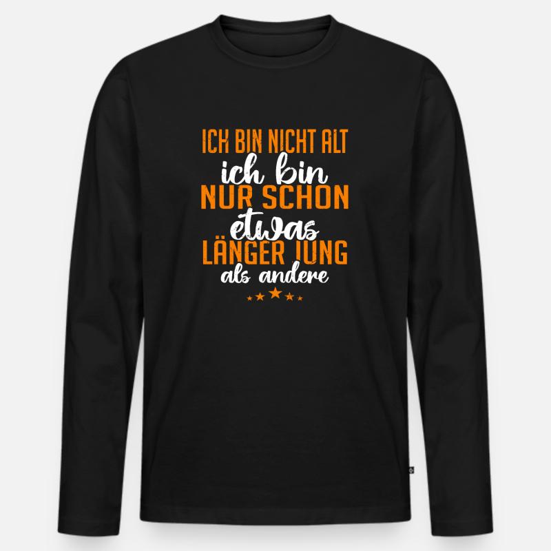 Ich bin nicht alt - Männer Premium Bio Langarmshirt - Schwarz