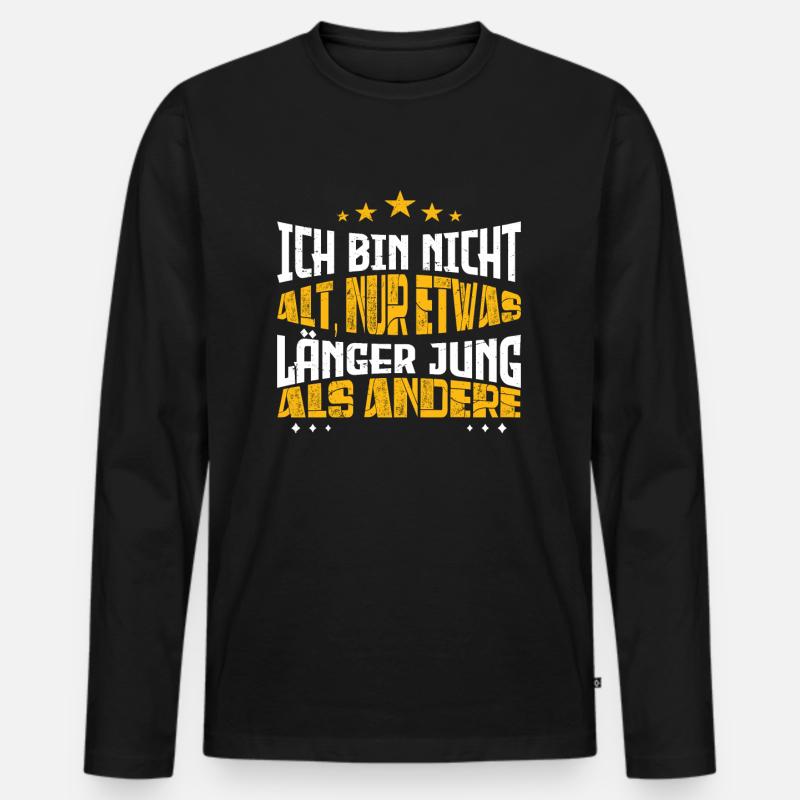 Ich bin nicht alt - Männer Premium Bio Langarmshirt - Schwarz