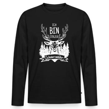 Ich bin stolzer Schwarzwälder - Männer Premium Bio Langarmshirt - Schwarz - Vorne - Nico (187cm)