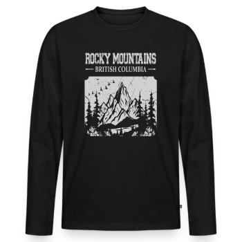 Rocky Mountains, British Columbia Ski Resort, Kanada - Männer Premium Bio Langarmshirt - Schwarz - Vorne - Nico (187cm)