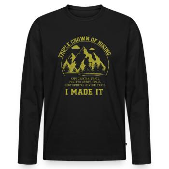 Triple Crown of Hiking Appalachian Pacific Crest - Männer Premium Bio Langarmshirt - Schwarz - Vorne - Nico (187cm)