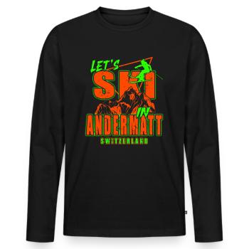 Station de ski d’Andermatt Alpes suisses Ski souvenir - T-shirt manches longues Premium bio Homme - noir - Devant - Nico (187cm)