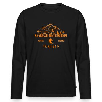 Saalbach Hinterglemm Ski Resort Austrian Alps - Men's Premium Organic Long Sleeve Shirt - black - Front - Nico (187cm)