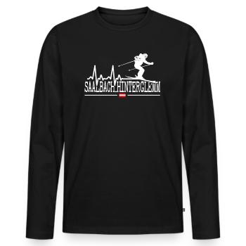 Saalbach Hinterglemm Ski Resort Austrian Alps - Männer Premium Bio Langarmshirt - Schwarz - Vorne - Nico (187cm)