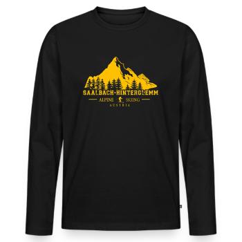 Saalbach Hinterglemm Ski Resort Austrian Alps - Men's Premium Organic Long Sleeve Shirt - black - Front - Nico (187cm)