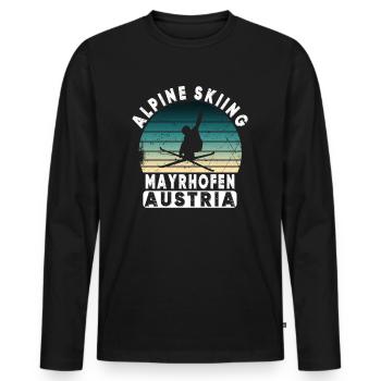 Skigebiet Mayrhofen Österreichische Alpen Souvenir - Männer Premium Bio Langarmshirt - Schwarz - Vorne - Nico (187cm)