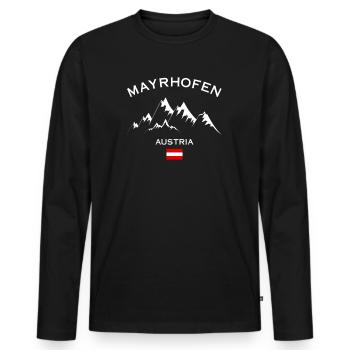 Skigebiet Mayrhofen Österreichische Alpen Souvenir - Männer Premium Bio Langarmshirt - Schwarz - Vorne - Nico (187cm)