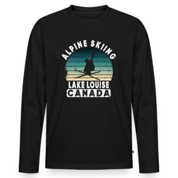 Skigebiet Lake Louise Kanadische Rocky Mountains - Männer Premium Bio Langarmshirt - Schwarz - Vorne - Nico (187cm)