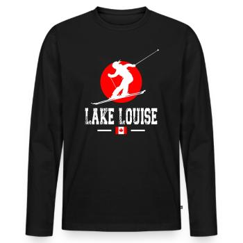 Skigebiet Lake Louise Kanadische Rocky Mountains - Männer Premium Bio Langarmshirt - Schwarz - Vorne - Nico (187cm)